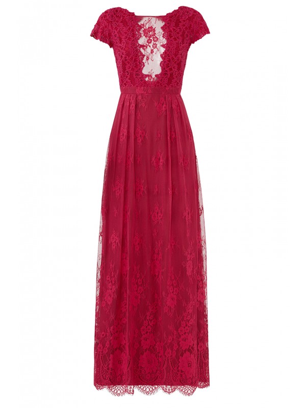 Berry Floral Lace Gown