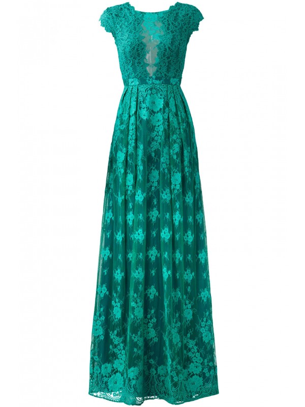 Green Floral Lace Gown