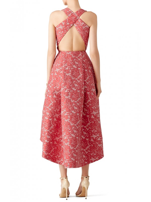 Red Abstract Floral Dress