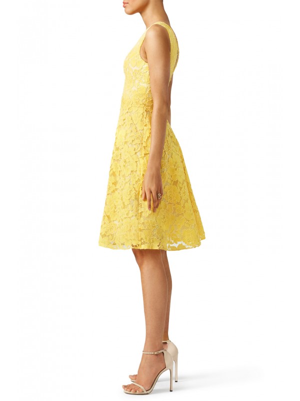 Yellow Lace Sleeveless Dress