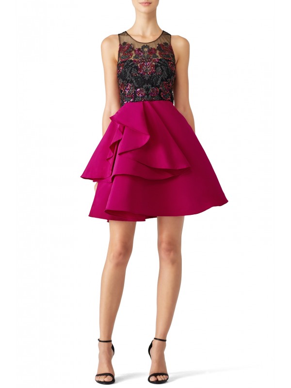 Fuchsia Embroidered Cocktail Dress