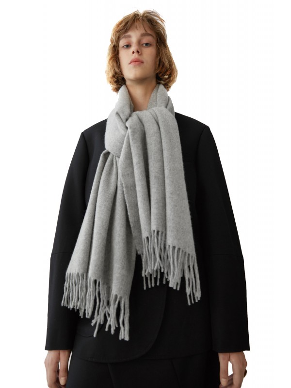 Fringed scarf light grey melange